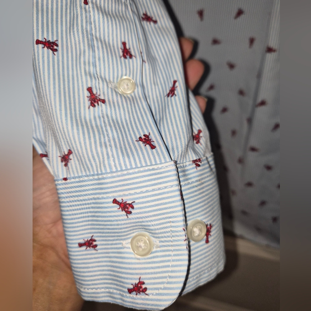 LAUREN Ralph Lauren, Lobster Stripe Dress Shirt, Big Kids Size 18, EUC - Picture 9 of 11